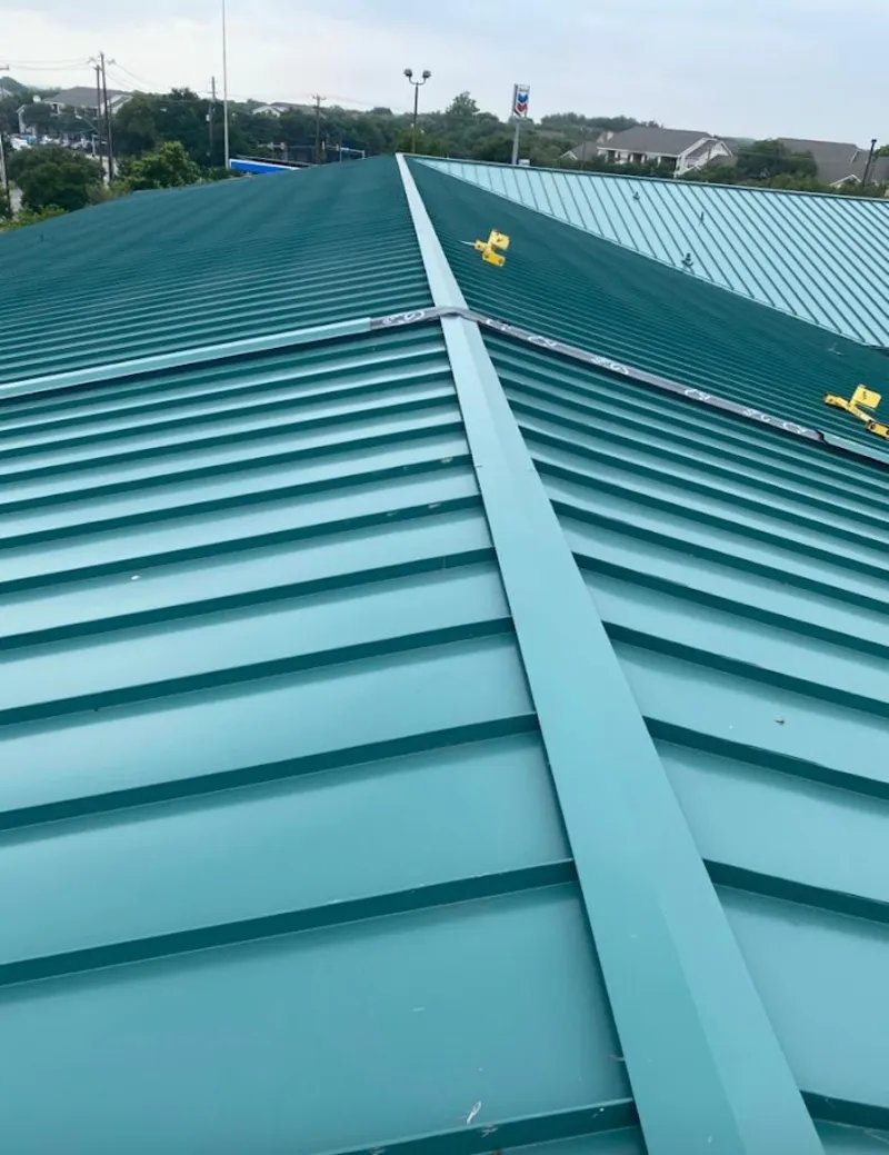 Green commercial metal roof ridge and valley for Metal Roof Repair in Annapolis